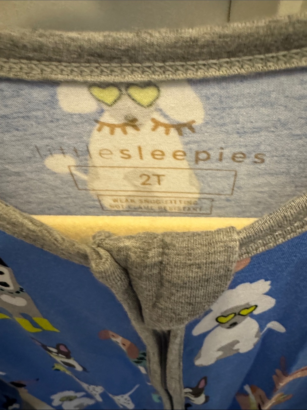 Little Sleepies Blue Dog Print Bamboo Viscose Zippy Pajamas - Picture 3 of 5